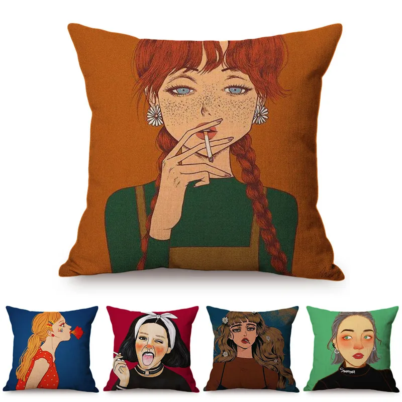 جميلة فتاة وحيدا قصة القطن غطاء من الكتان للوسائد المنزل كنبة مكتب كيس وسادة الوسائد الزخرفية غطاء الوسادة s المخدة جميلة فتاة وحيدا قصة القطن غطاء من الكتان للوسائد المنزل كنبة مكتب كيس وسادة الوسائد الزخرفية غطاء الوسادة s المخدة