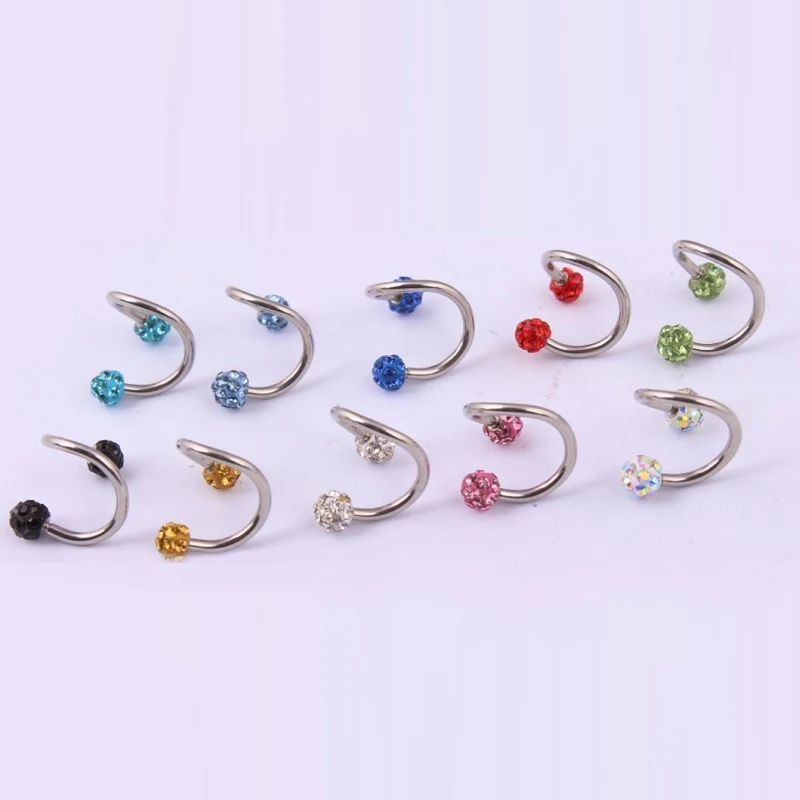 

Sale 1pc Shine S style Body Piercing Twist Crystal Helix Women Cartilage Ear Stud Earring Surgical Steel Jewelry