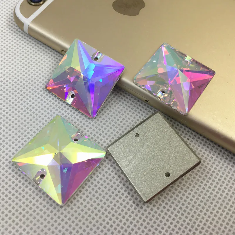 K9 Sew On #3240 AB Crystal Square Stones Flatback 12 14 16 22 mm Sewing Glass Beads For Dress Jewelry | Украшения и аксессуары