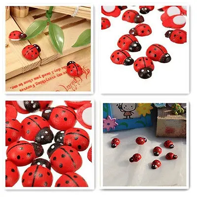 100pcs Wooden Beetle Ladybug Refrigerator Sponge Paster Cute Fridge Wall Sticker | Дом и сад