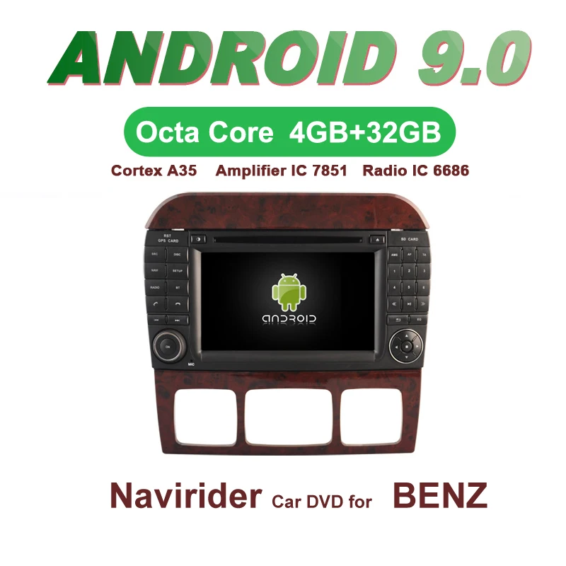Best OTOJETA Car GPS 7inch Android 9.0 Radio FOR BENZ S CLASS W220 bluetooth Navigation Capacitive screen support mirror link
