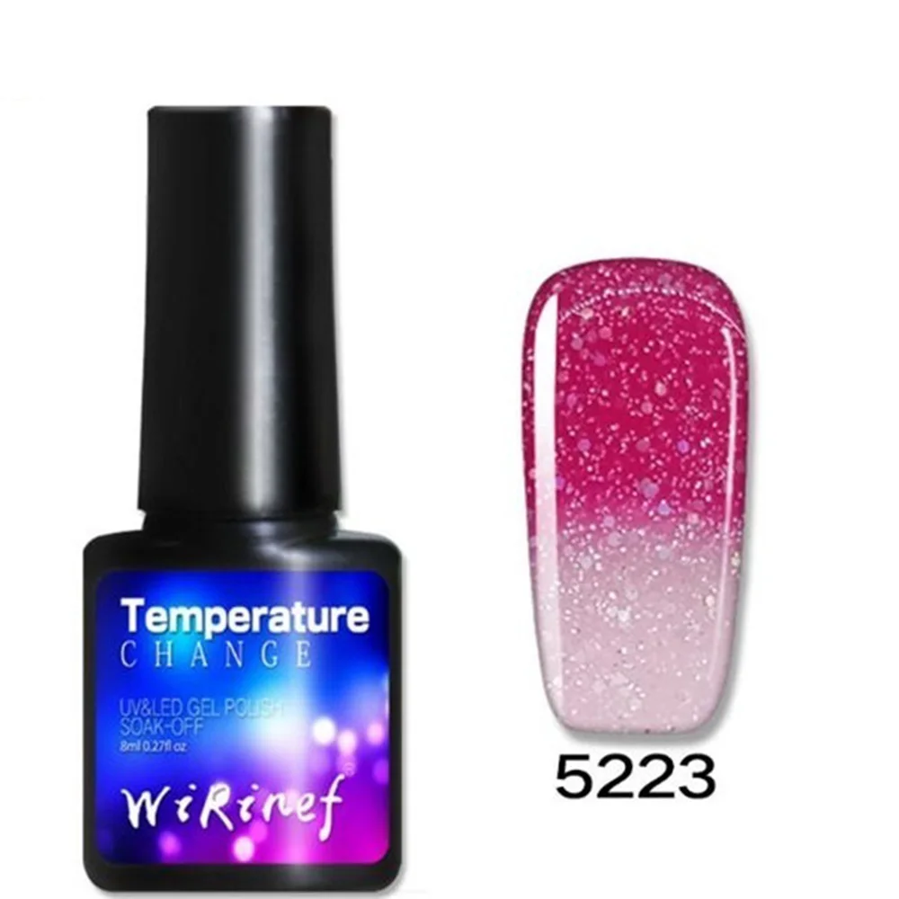 New Fashion 8ml Thermal Nail Polish Glitter Temperature Color Changing Water-based Manicure Varnish Shiny Shimmer Nail Lacquer - Цвет: 5223