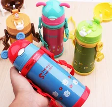 380 ml Hohe Qualität Kinder-Flaschen Mit Silikon Stroh Edelstahl Kinder Thermosbecher Thermische Flasche Thermocup BPA FREI