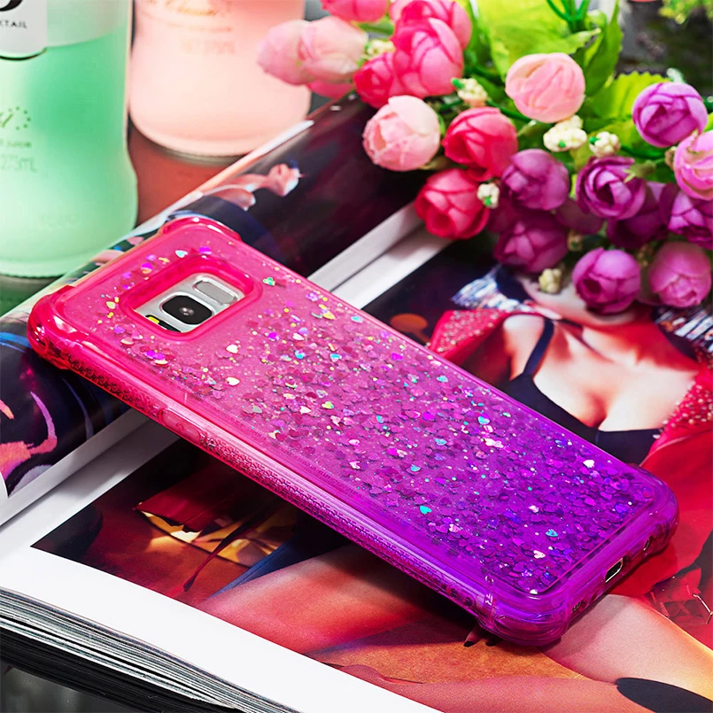 Liquid Glitter Phone Cases For Samsung S8 S9 S10 Plus Luxury Dynamic Quicksand Back Cover A7 J4 J6 2018 Capas |