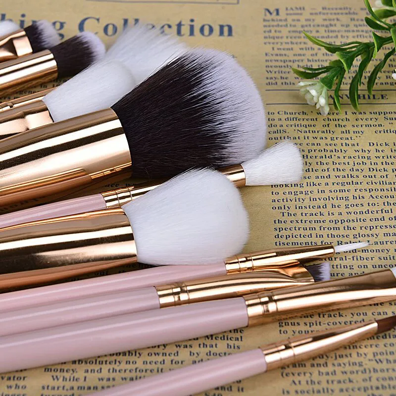 15pcs Pink Makeup Brushes Set Powder Foundation Eyeshadow Eyebrow Brush Cosmetic Beauty Tools Kit (3)