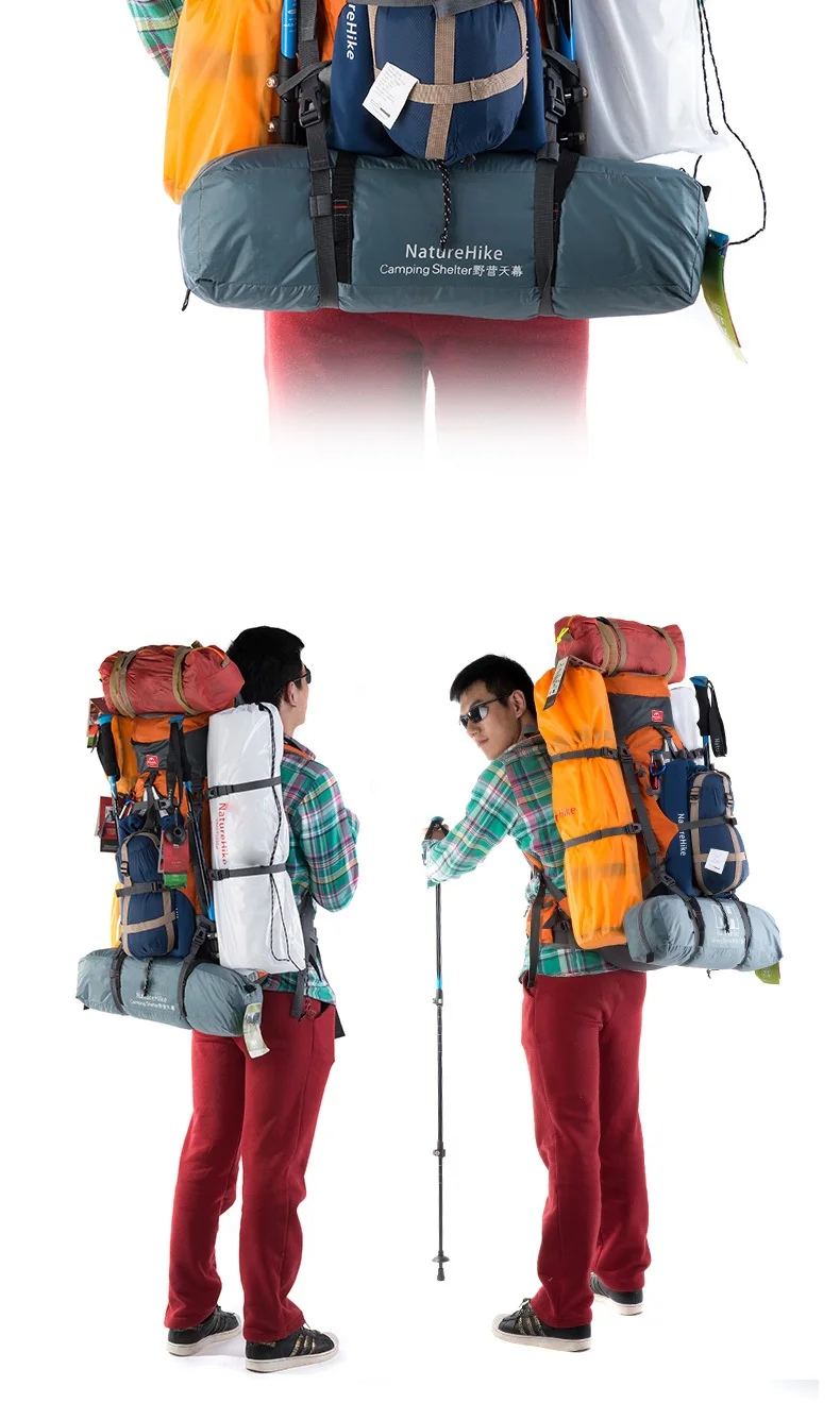 NatureHike Женский Мужской рюкзак с внутренней рамой для пешего туризма и кемпинга с дождевиком 70л