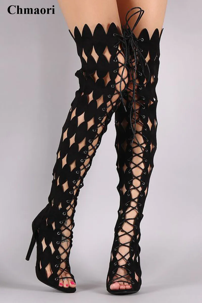 open toe gladiator boots