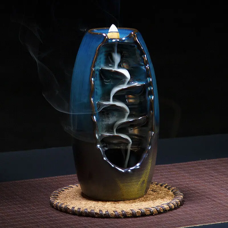 

Mountain River Handicraft Incense Holder Ceramic Backflow Waterfall Smoke Incense Burner Censer Holder Mother's Gift Home Decor