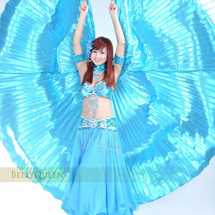 Крылья для танца живота Isis, 240 градусов, 14 цветов, включая сумку и палочки, реквизит для выступлений на сцене, аксессуары для танцев, египетские золотые крылья - Цвет: Turquoise