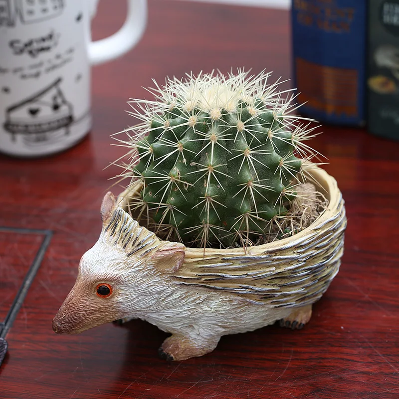Skup Śliczne jeż żywica doniczka na sukulent kaktus rośliny Mini zwierząt sadzarki bonsai dekoracja do przydomowego ogrodu rzemiosło ozdoby