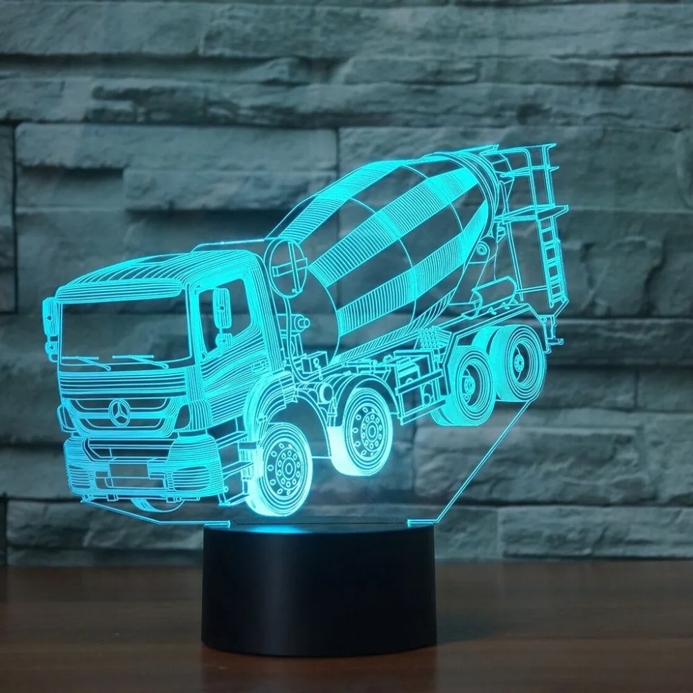 

7 Colors Changing Night Light 3D LED Blender Car Table Desk Lamp Children'S Bedside Sleep Mixer Truck Lightings Xmas Gifts Decor
