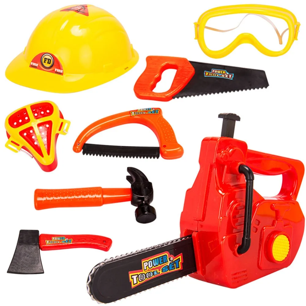 RCtown 8 шт. пластиковый набор инструментов для ремонта игрушки для детей, для ролевых игр, Рабочий костюм для мальчиков и девочек zk25