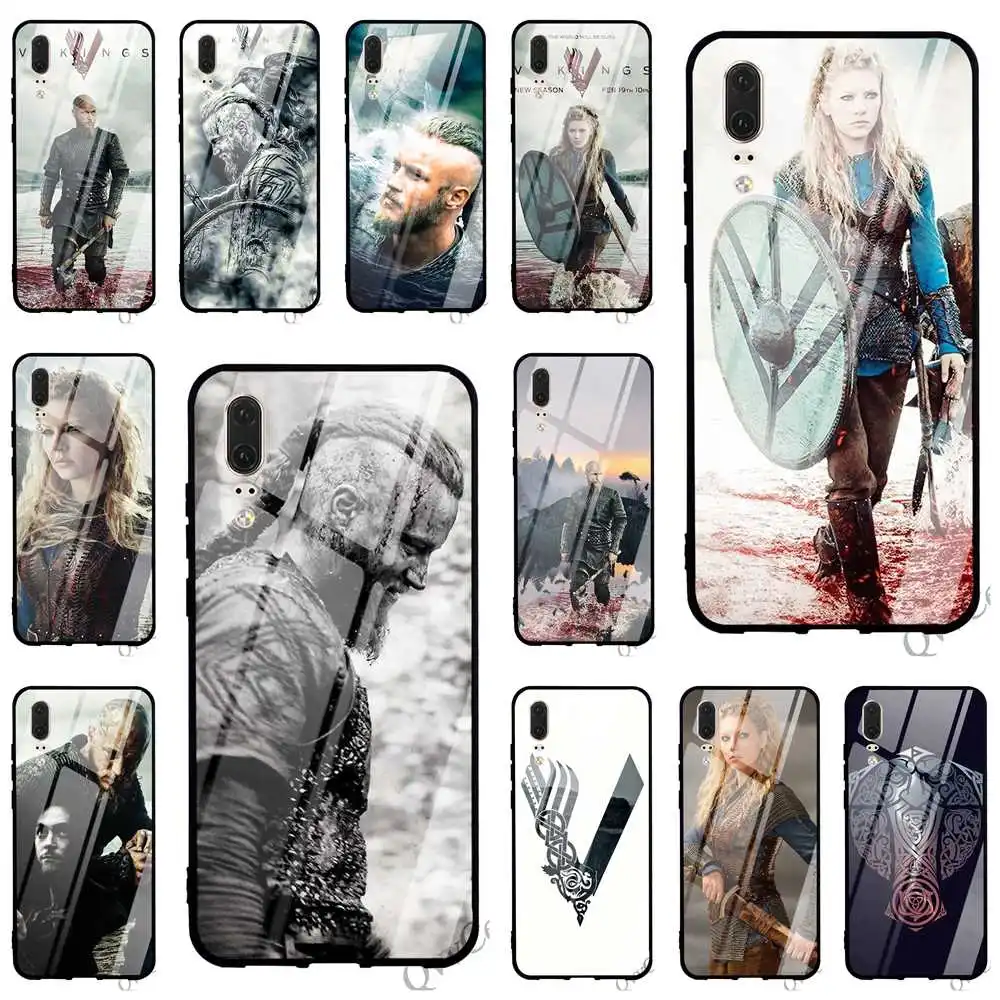 

Protective Vikings Serie 4 Fashion Glass Phone Cover for Huawei Mate 20 Lite Case P Smart P20 Pro 10 7A Y6 Y9 Honor 9 P10 TPU