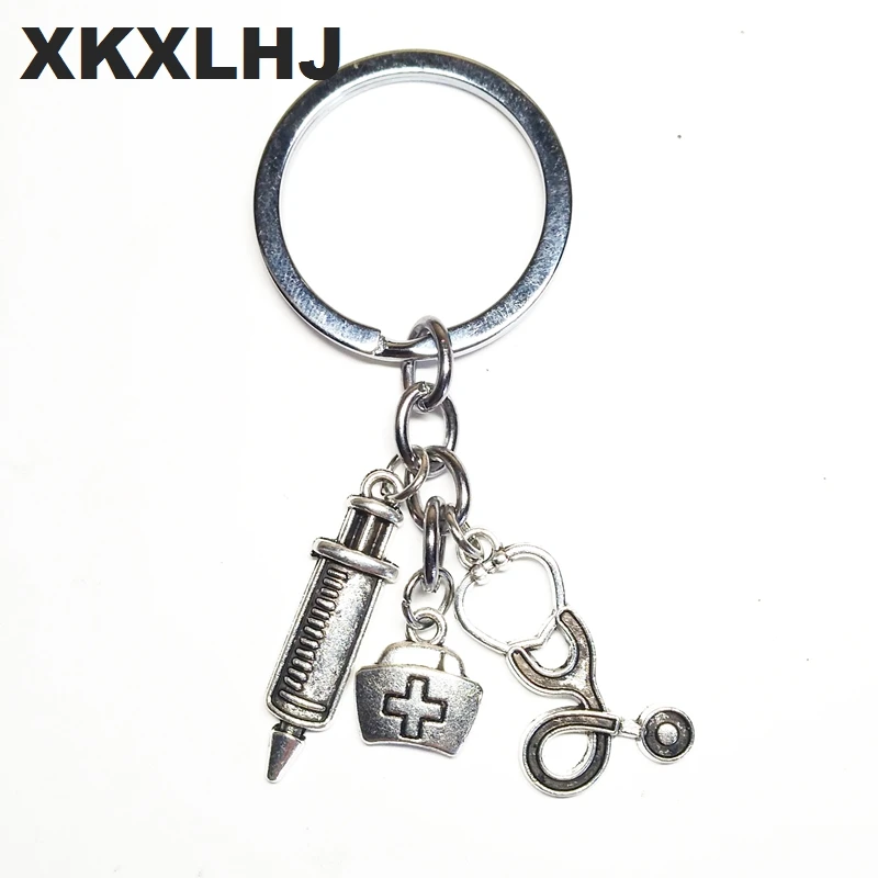Nurse Medical Box Medical Key Chain Needle Syringe Stethoscope Keychain Gift