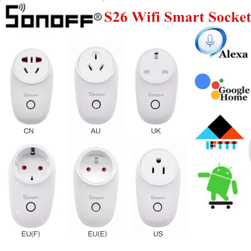 

Sonoff S26/Basic WiFi Smart Socket US/UK/EU Wireless Plug Power Sockets Smart Home Switch Work With Alexa Google Assistant IFTTT