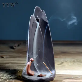 

Backflow Incense Holder Creative Smoke Waterfall Incense Cones Sticks Holder Buddhist Temple Bouddha Crafts Censer Ceramic
