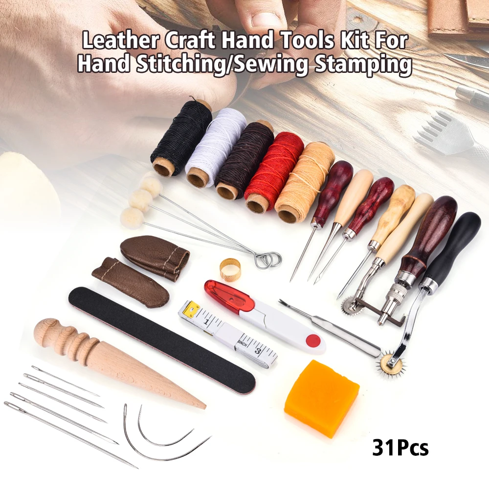 

Tool for Leather Crafting Beginner Kit Hand Stitching Sewing Awl Needle Scalpel Skin Punch Piercer Belt Punch Shoemaker Repair