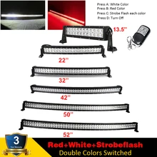 Vermelho/Branco/Strobeflash 7/13. 5/22/32/42/50/52 “polegada LEVOU Barra de Luz Curvo/Hetero Offroad aviso de condução Lâmpada ATV SUV TRUCK 4X4WD