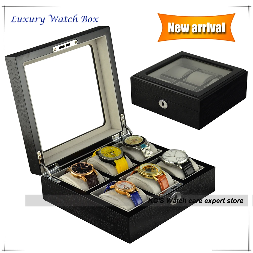 Good quality Watch box luxury watch case with soft velvet 6 slot