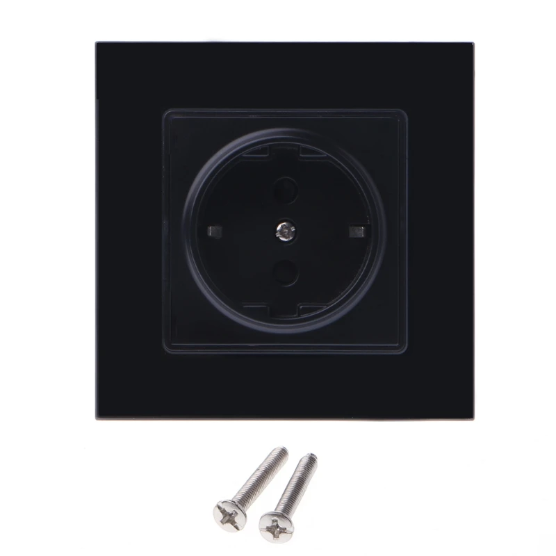 

Wall Crystal Glass Panel Power Socket Plug Grounded 16A 110-250V 86 Type EU Standard Electrical Outlet Wall Socket 86mmx86mm