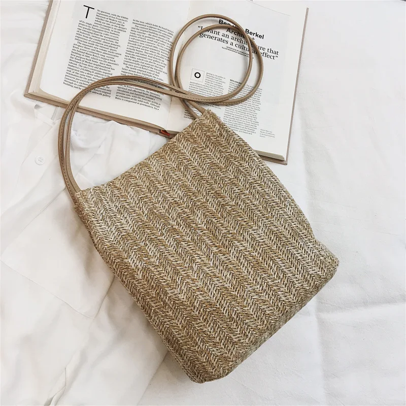 

Female Straw Beach Bag Tote Crossbody Bags For Women 2019 Summer Wicker Designer Handbags Ladies Rattan Shoulder Messenger Bag