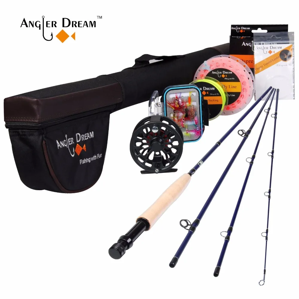 

Carbon Fly Fishing Rod with 3/4 5/6 WT Metal Fly Reel Combo 4 Section Fly Fishing Rod and Wheel Line Lures Combo Kit Pesca Bag