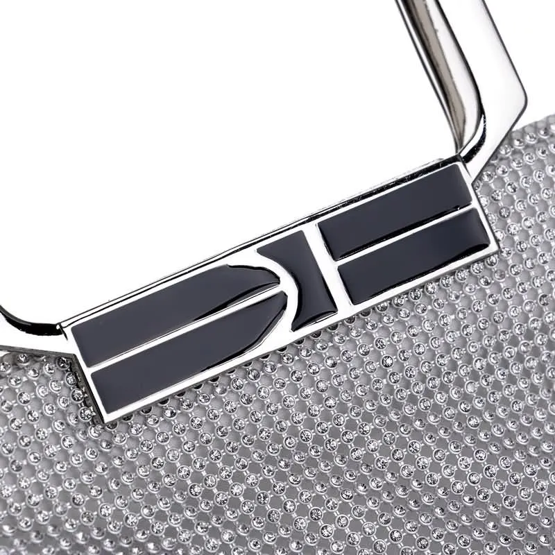 KDROR Large Silver Evening Clutch Bags Detail View