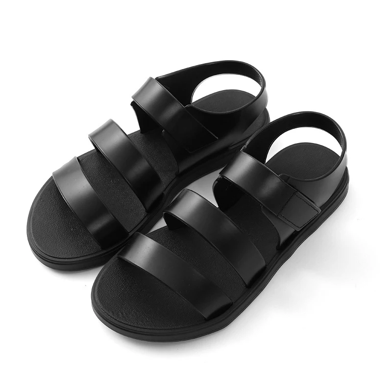 MCCKLE/летние женские босоножки; мягкие прозрачные сандалии в римском стиле на застежке-липучке для девочек; удобная женская Повседневная пляжная обувь на плоской платформе с открытым носком - Цвет: black