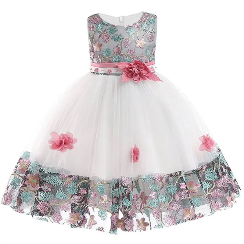 Нарядное платье принцессы с вышивкой для маленьких девочек; элегантное праздничное платье для дня рождения; платье для девочек; Рождественская Одежда для маленьких девочек; От 2 до 14 лет - Цвет: as picture