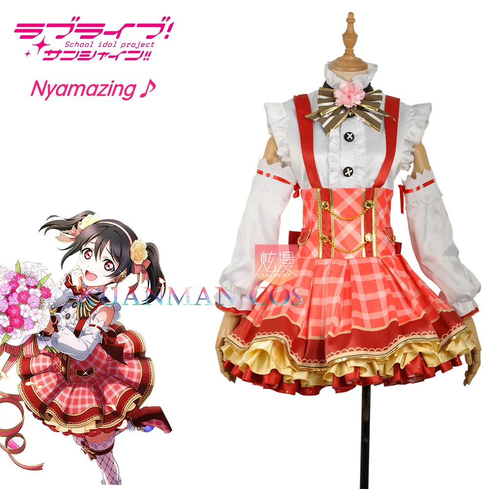 Женское платье в красную клетку Love Live Yazawa Nico костюм для костюмированной