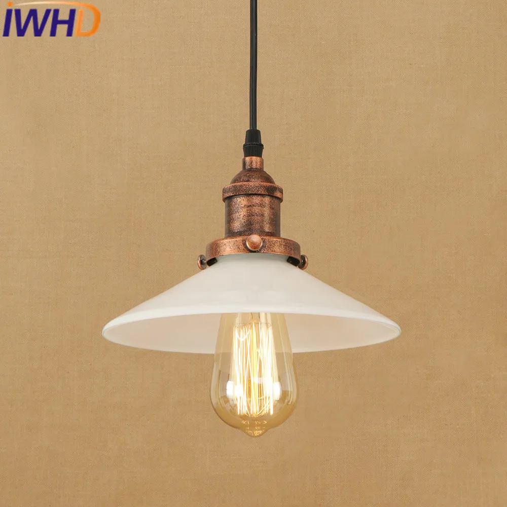 

IWHD Glass Hanglamp Industrial Pendant Lamp Style Loft Vintage Retro Pendant Lights White E27 220V For Decor Lamparas