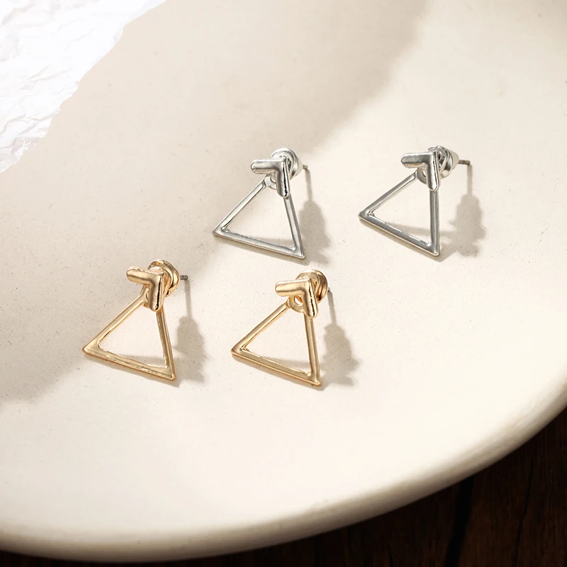 Корейский стиль модные ювелирные изделия геометрические серьги с простым дизайном ювелирные изделия серебряные золотые серьги для женщин квадратный треугольник Brincos