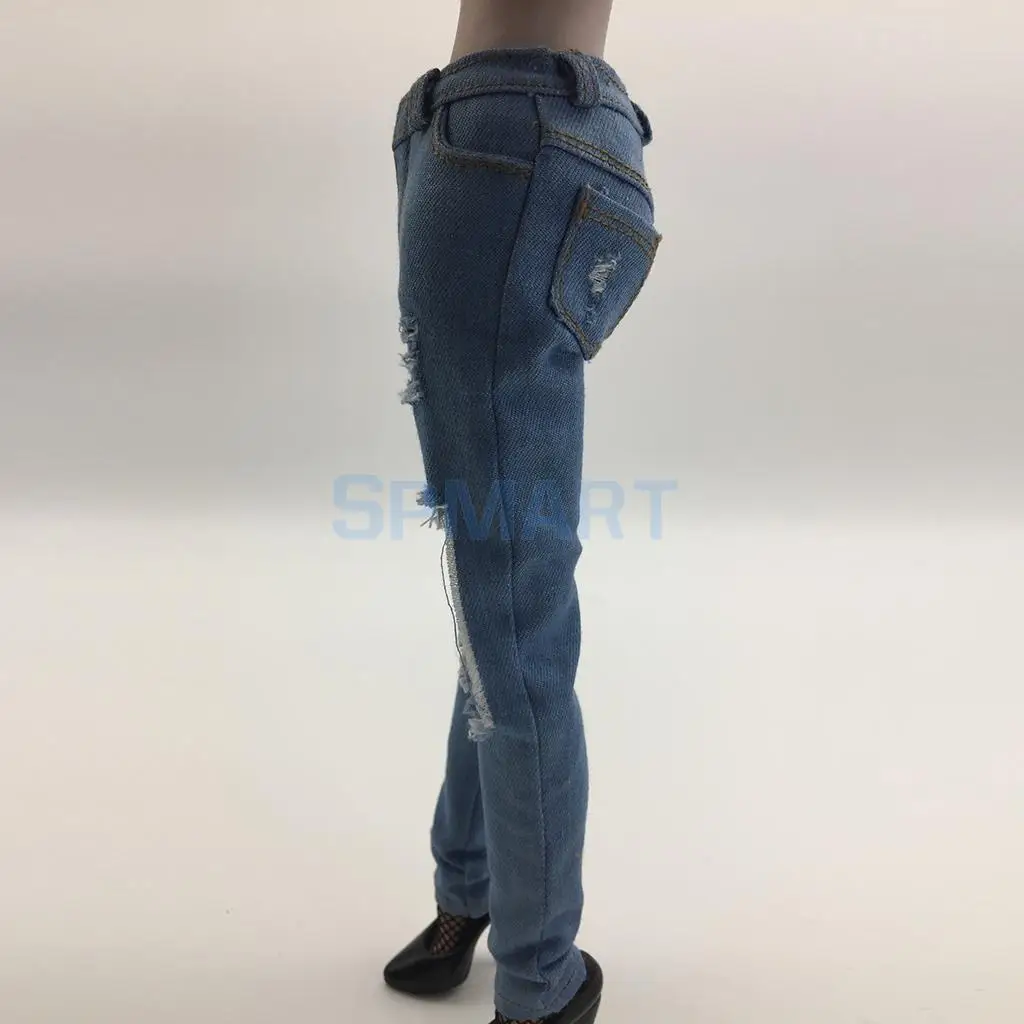 1/6 Scale Female Ripped Jeans Women Pants Clothes for 12inch Phicen Kumik Soldier Action Figures Collectible DIY Accessories