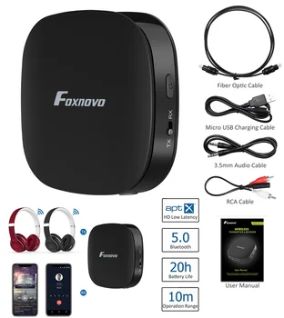 

Bluetooth 5.0 Transmitter Receiver Digital Wireless Adapter CSR8675 APTX HD LL RCA For Home Car Stereo System 3.5mm Audio Black