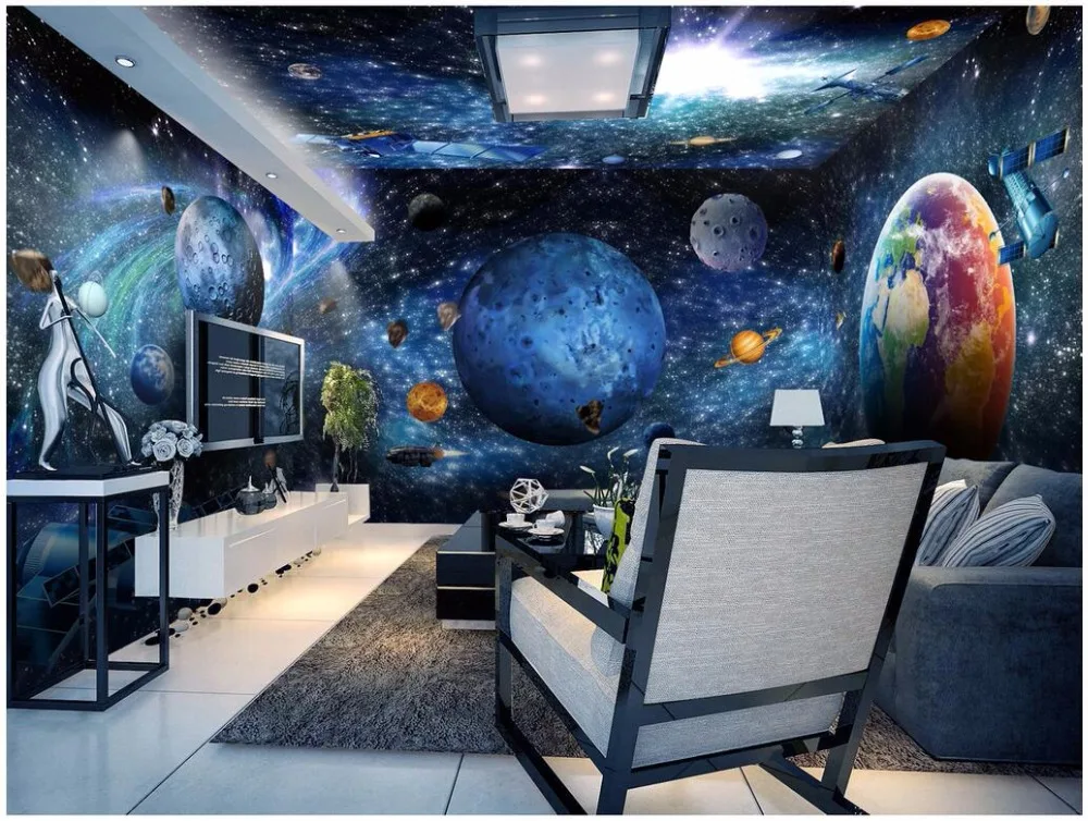 

custom mural photo 3d wallpaper Cosmic galactic earth 3D theme space full house background 3d wall murals wallpaper for wall 3 d