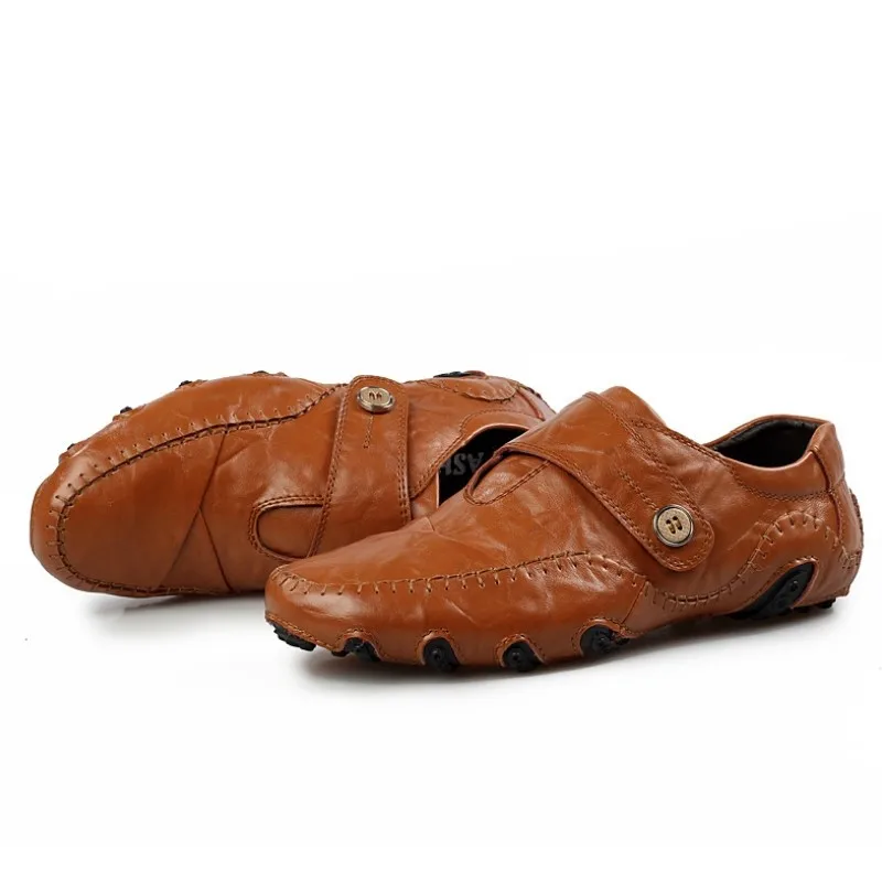 Новинка; кожаная обувь; Мужская обувь для отдыха; дышащая Супермодная мужская обувь на плоской подошве; удобная обувь для вождения;# B2536