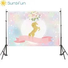 Sunsfun 7x5FT боке пайетки Moon небо Единорог лента цветы Baby Shower партии пользовательские фото фоны фонов 220 см x 150 см