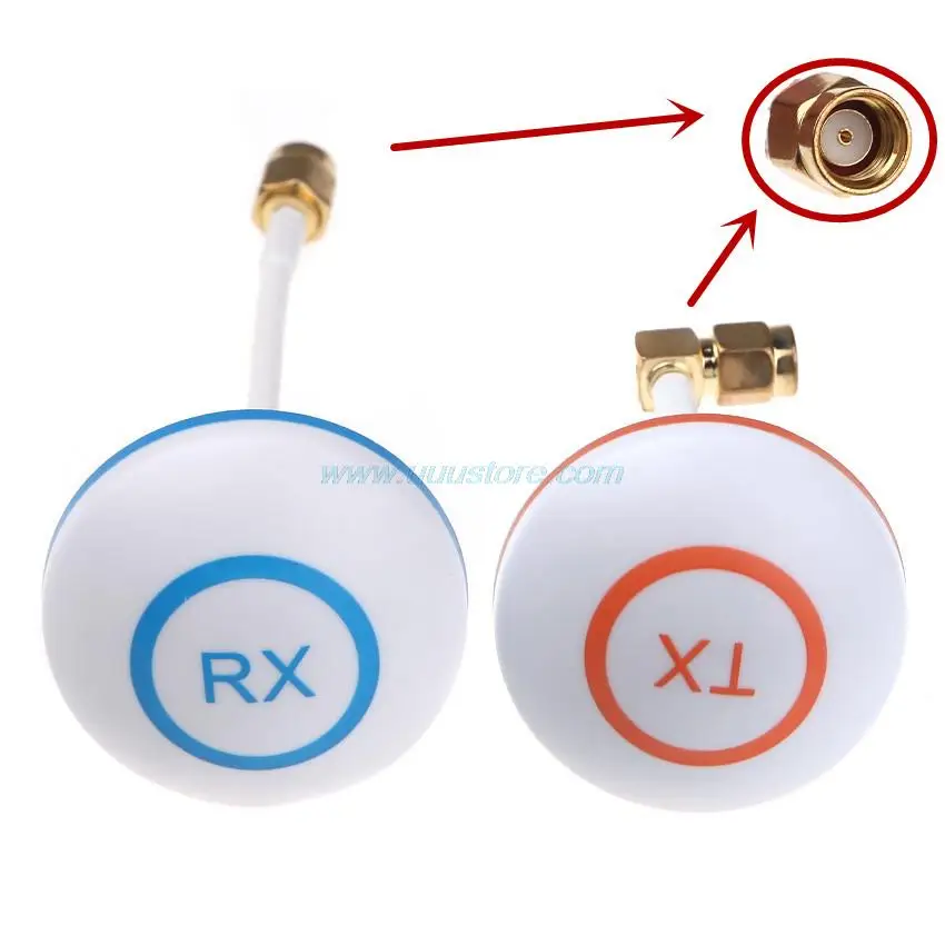 

TX 90 degree Hole Antenna RX Straight Hole 5.8Ghz High-gain Clover Mushroom RP-SMA Male Antenna Set for RC FPV Aerial Photo