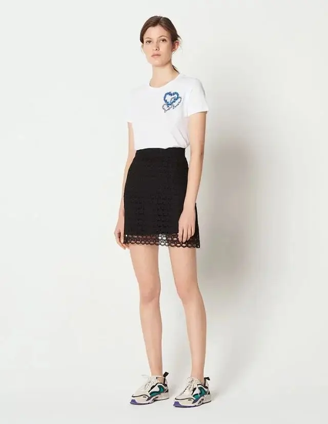 

Women Skirt 2018 New Slim Wavy Hollow Fish Scales Water Soluble Lace Skirt