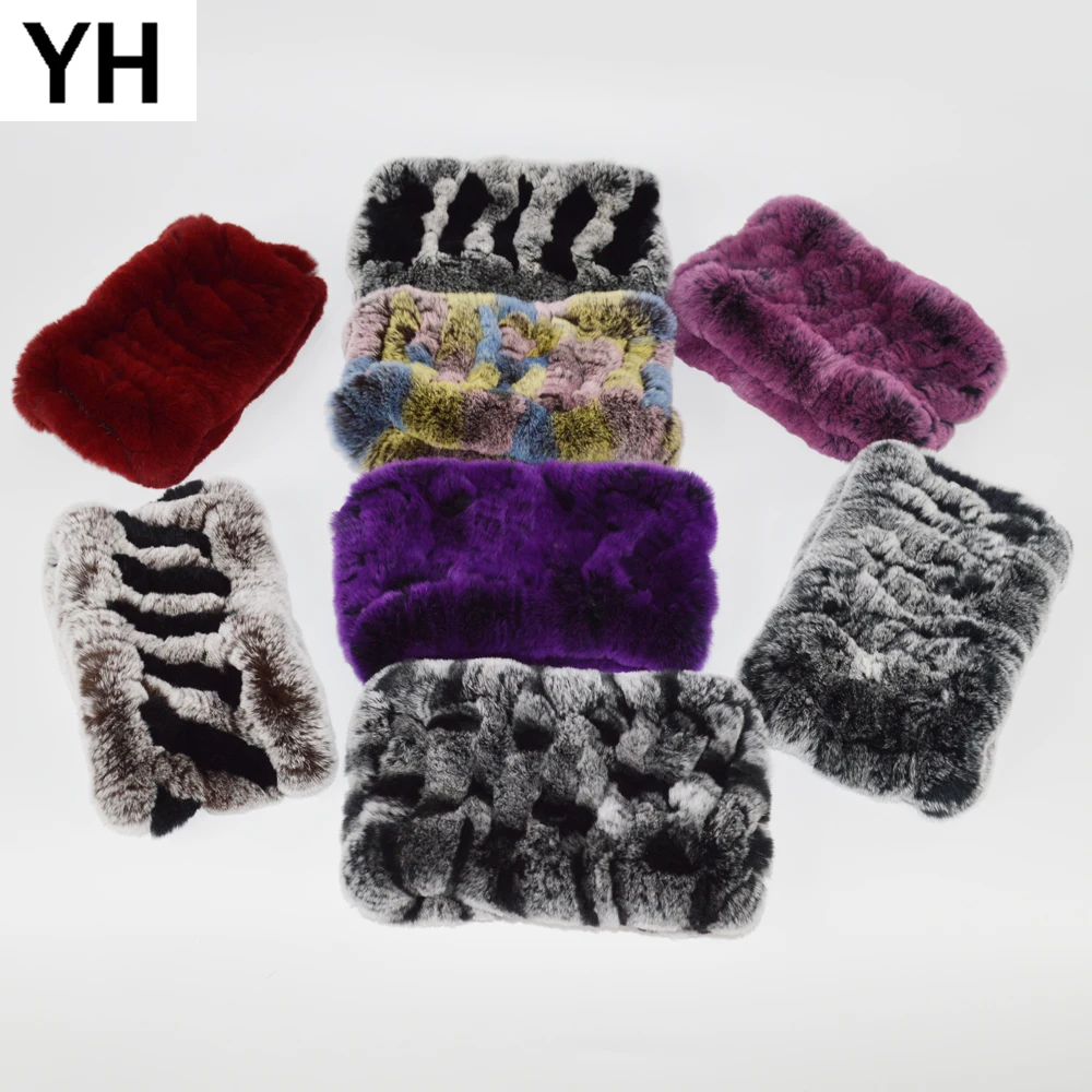 

Hot Sale Women 100% Real Rex Rabbit Fur Scarf Handmade Knitted Rex Rabbit Fur Headbands Girls Lovely Rex Rabbit Fur Ring Scarves