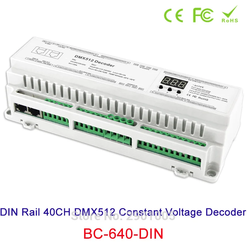 Новое поступление din-рейку DMX512 постоянное напряжение PWM Декодер 24CH 32CH 40CH 3 цифровой дисплей показывает крупномасштабные проекты контроллер