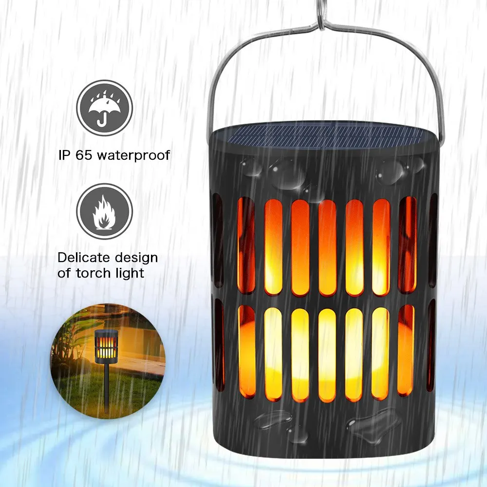 Chama da Tocha à Prova Solares do Jardim Lâmpada para a Paisagem do Gramado Led Chama Bruxuleante d' Água Luz Solar Luzes Levou Energia Caminho 1 - 2 4pcs 96 8 124pcs 96 LED Chama Bruxuleante Chama Da