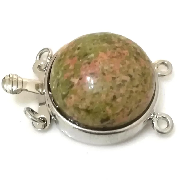 2 rows 20mm Natural Unakite Round Clasp for Necklaces | Украшения и аксессуары