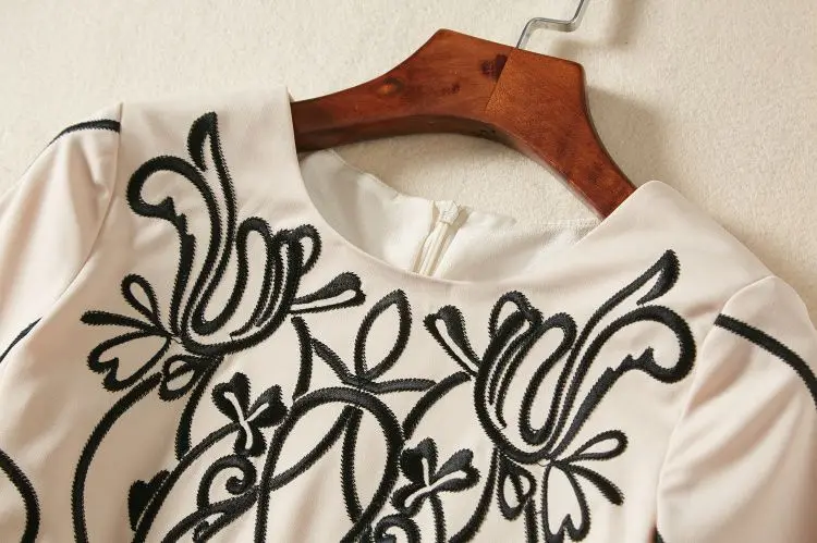 S-xxl Новое поступление бренд Тяжелая вышивка лоскутное дизайнерское с круглым вырезом короткий рукав тонкие женские платья 72199