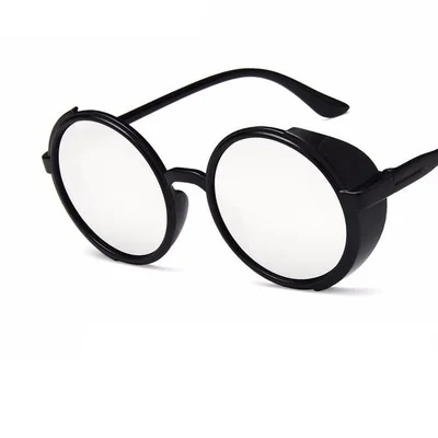 Роскошные стимпанк Солнцезащитные очки женские мужские круглые дизайнерские винтажные панк Солнцезащитные очки для женщин ретро очки UV400 - Цвет линз: Silver