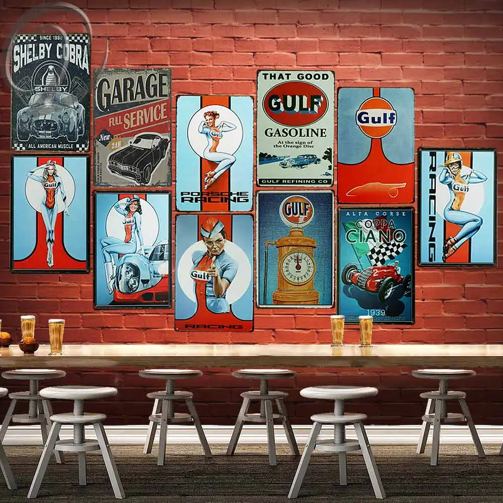 

Gulf Gasoline Plaques Signs Metal Crafts Garage Signs Bar Pub Hotel Home Wall Decor Signs Vintage Metal Tin Signs