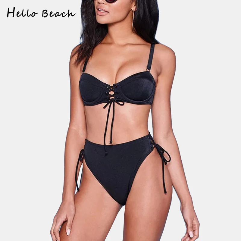 

HELLO BEACH New 2018 Push Up Bikinis Women Swimsuit Female Swimwear Brazilian Bikini Set Bandage Summer Bathing Suit Wear Biquin