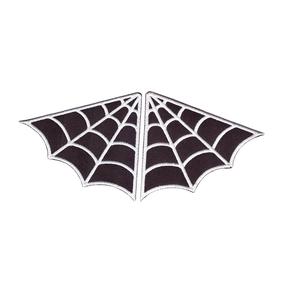 

fashionable WEB spiderweb set of 2 collar punk goth B/W iron-on patch applique