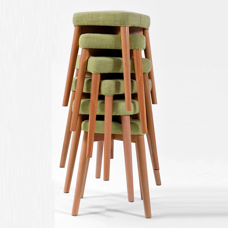 

Stool Home Solid Wood Fabric Dining Stool Makeup Dressing Stool Fashion Creative Chair Simple Modern Adult Small Bench