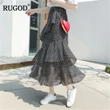 RUGOD Многослойные женские юбки пятнистая линия Элегантные до щиколотки свободные корейский стиль модные весенние винтажные женские falda